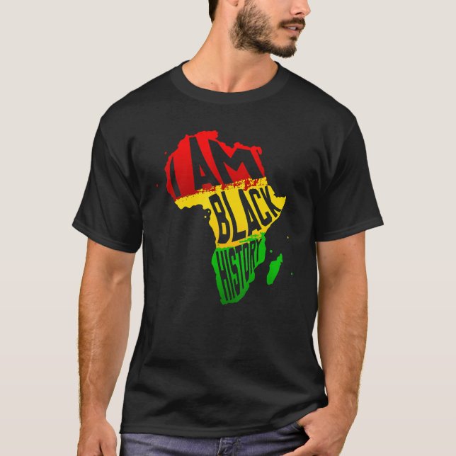 Camiseta I Am Black History Month African American Map Mela (Frente)