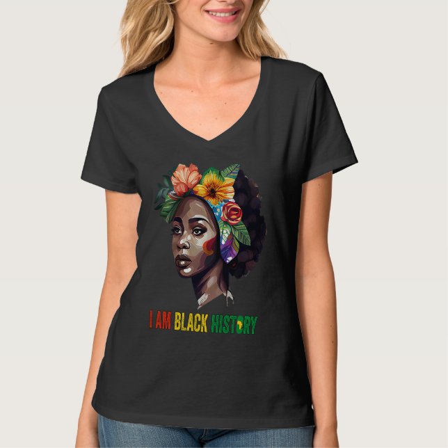 Camiseta I AM BLACK HISTORY Women Girls Black Queen Month H (Frente)