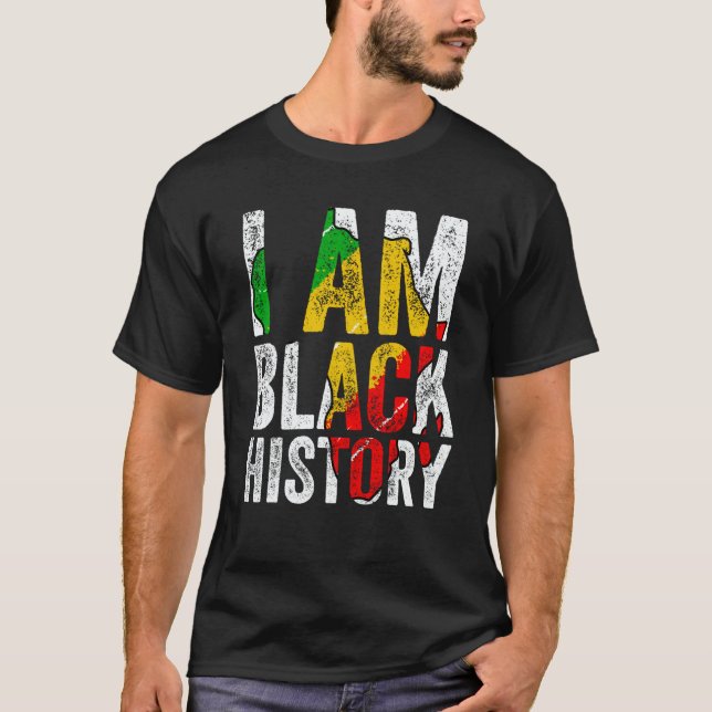 Camiseta I Am Black History Women Men African American Grap (Frente)