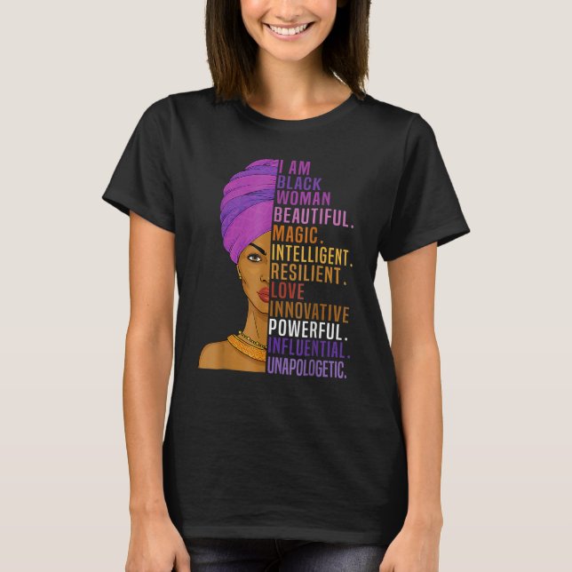 Camiseta I Am Black Woman Black History Month Queen Melanin (Frente)