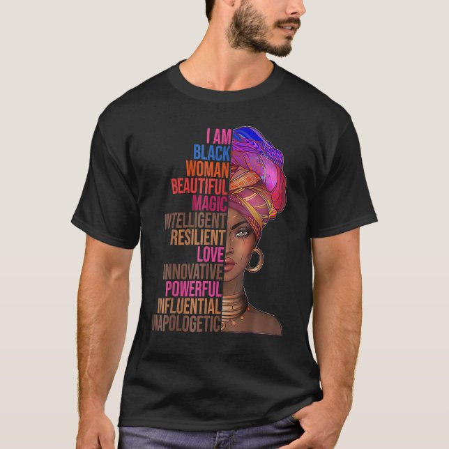 Camiseta I Am Black Woman Black History Month Queen Melanin (Frente)