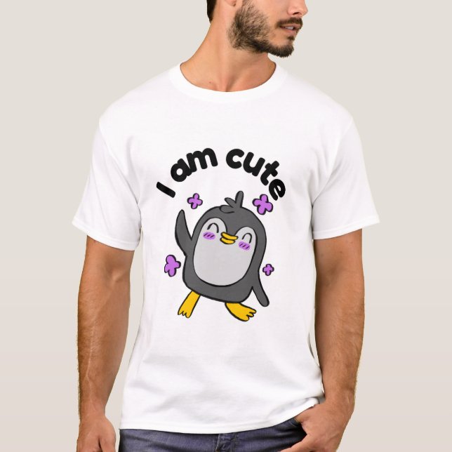 Camiseta I am cute penguin design (Frente)