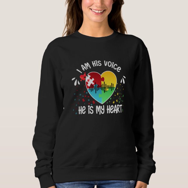 Camiseta I Am His Voice He Is My Heart Autism Awareness ASD (Frente)
