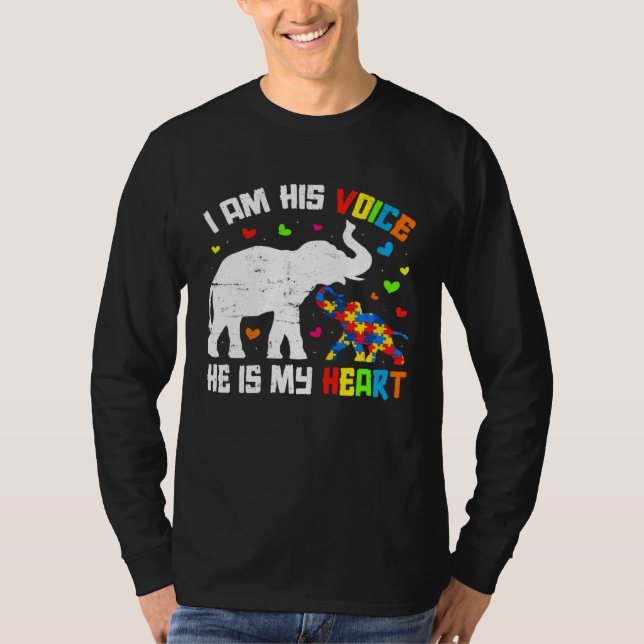 Camiseta I Am His Voice He Is My Heart Autism Awareness Ele (Frente)