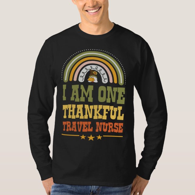 Camiseta I Am One Thankful Travel Nurse Bohemian Thanksgivi (Frente)