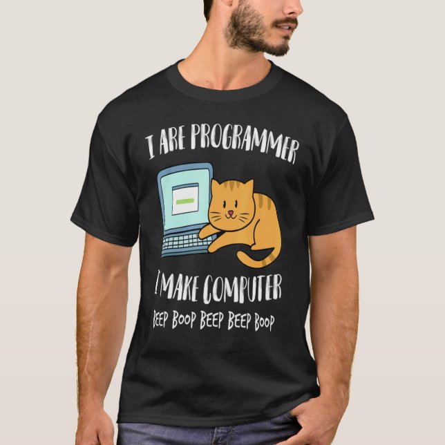Camiseta I Are Programmer I Make Computer Beep Cute Cat Kit (Frente)