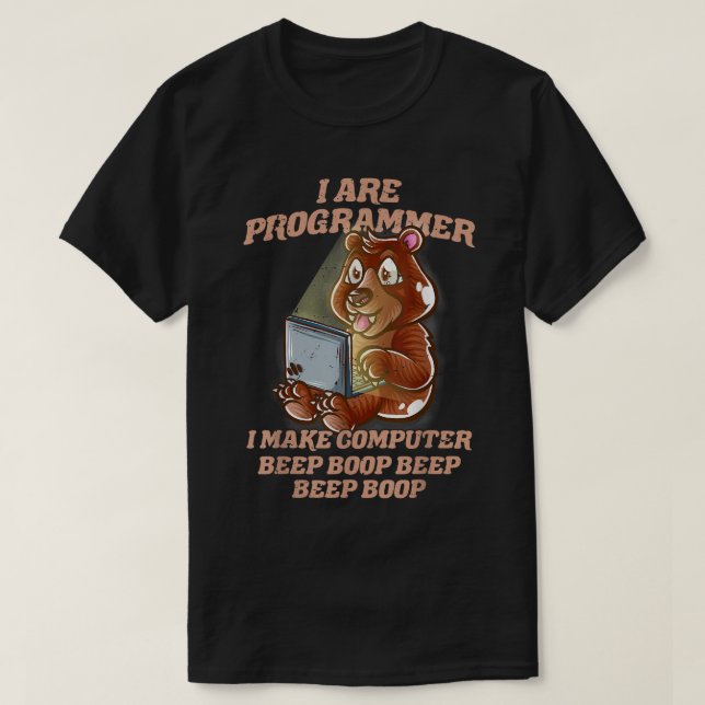 Camiseta I Are Programmer Introvert Nerd Grizzly Bear IT Ne (Frente do Design)