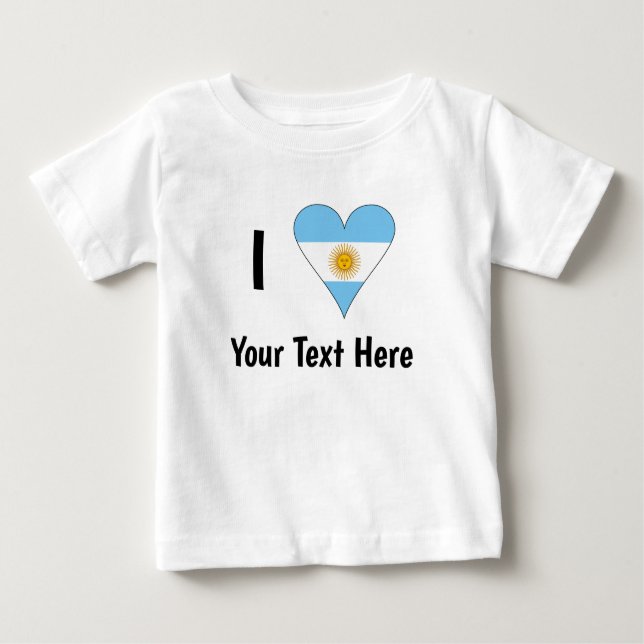 Camiseta I (Argentine Flag Heart LOVE) Your Text (Frente)