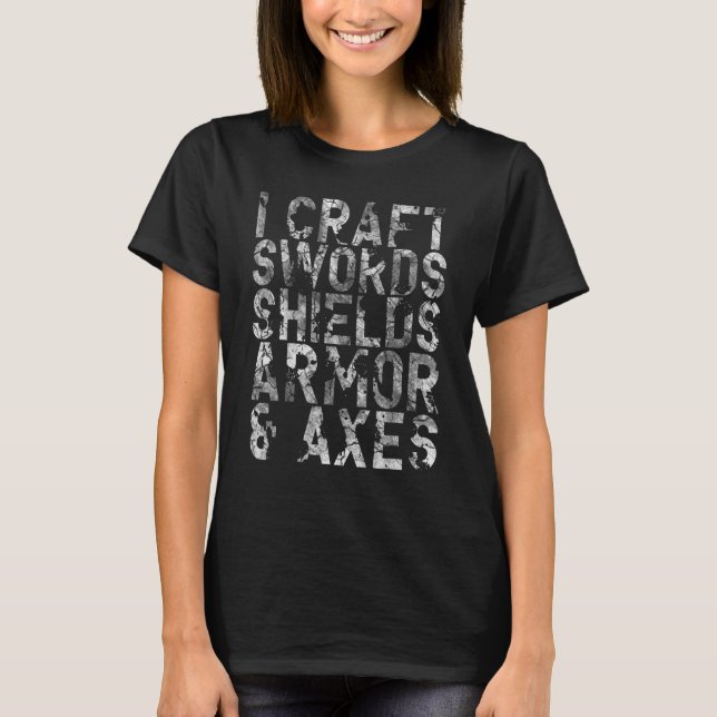 Camiseta I Artesanato Swords Shields Armor & Axis Video Gam (Frente)