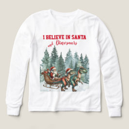 Camiseta I Believe in Santa and Dinosaurs