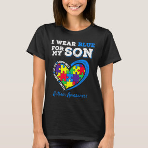 Camiseta I Blue Son for Autism Considere Meu Visto Pais Mo