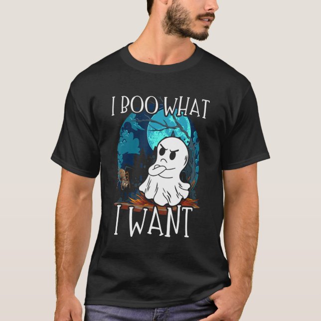 Camiseta I Boo What I Want Grumpy Spooky Ghost Halloween Sp (Frente)