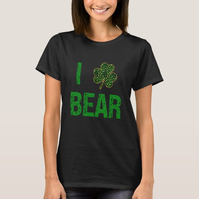 Camiseta I C Bear Patrick's Day Irish Gold Leopard Beer (Frente)