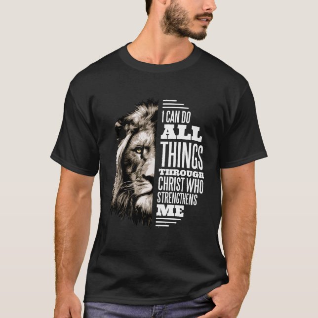 Camiseta I Can Do All Thing Through Christ Lion Christian P (Frente)
