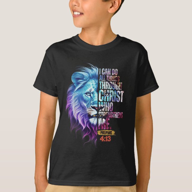 Camiseta I Can Do All Things Through Christ Lion Faith Chri (Frente)