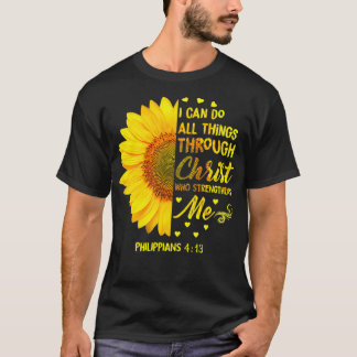 Camiseta I Can Do All Things Through Christ Sunflower Reli