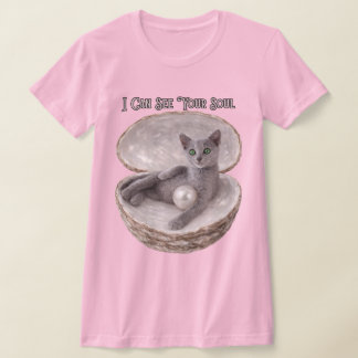 Camiseta I Can See Your Soul Funny Russian Blue Cat Design