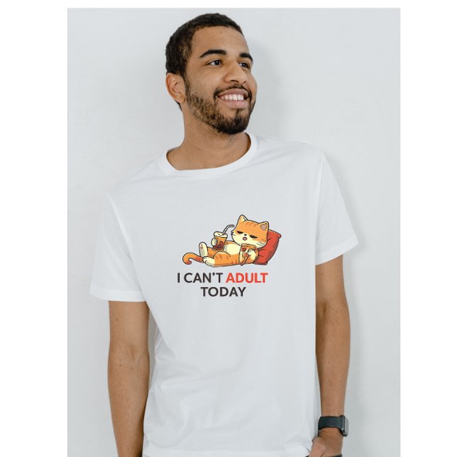 Camiseta I Can’t Adult Today – Cute Lazy Cat Funny Graphic  (Criador carregado)
