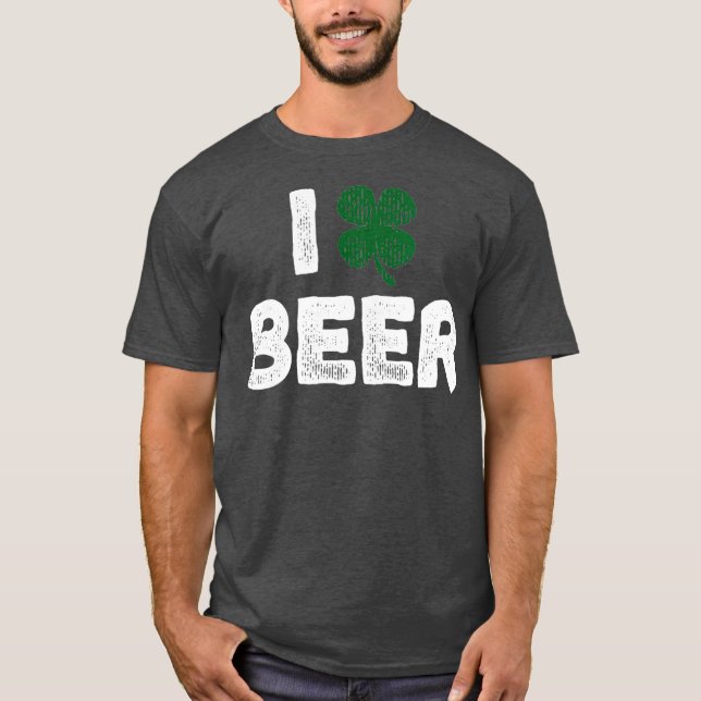 Camiseta I Clover Beer Dia de São Patrício Engraçado Irish  (Frente)