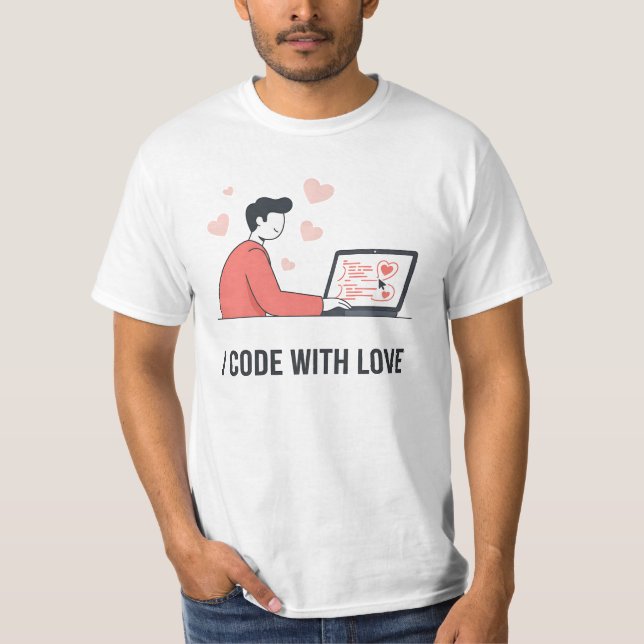 Camiseta I Code With Love Web Developer Valentine Quote (Frente)
