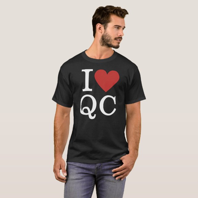 Camiseta I ❤️ Controle de Qualidade QC para Funcionários PE (Frente Completa)