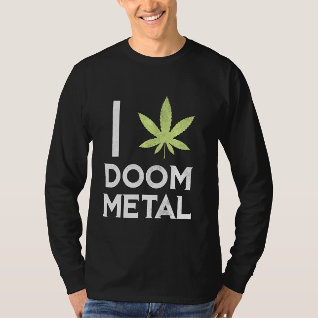 Camiseta I Coração Doom Metal Stoner Pote Folha Metalhead W (Frente)