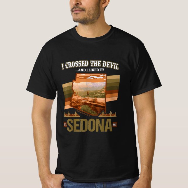 Camiseta I Crossed The Devil Sedona AZ Hiking Devils Bridge (Frente)