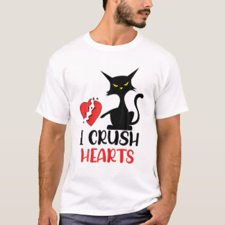 Camiseta I Crush Hearts Funny Black Cats Valentine Cat Crus