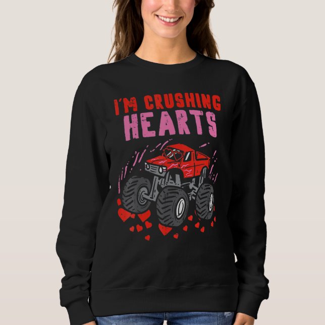 Camiseta I Crush Hearts Monster Truck Toddler Boys Valentin (Frente)