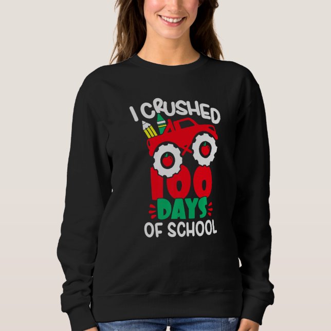 Camiseta I Crushed 100 Days Of School Boys Monster Truck 10 (Frente)