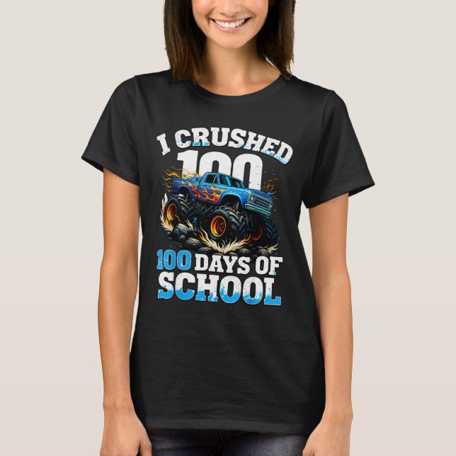 Camiseta I Crushed 100 Days Of School Monster Truck 100th D (Frente)
