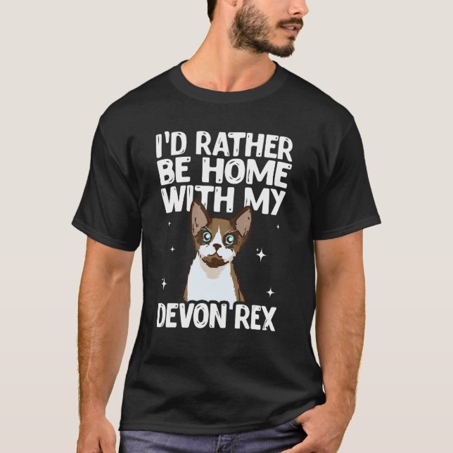 Camiseta I D Rather Be Home With My Devon Rex Cat (Frente)
