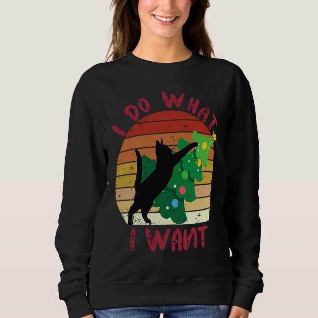 Camiseta I Do What I Want Black Cat Christmas Tree Cat (Frente)