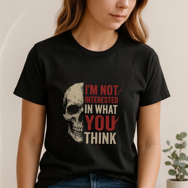 Camiseta I don't care Tee; Fun Bold Skull Statement  (Criador carregado)