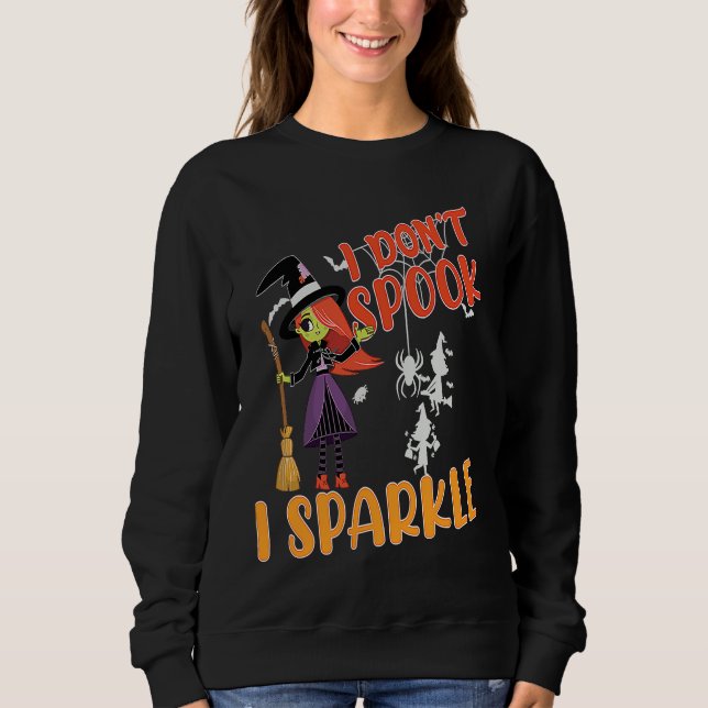 Camiseta i don't spook i sparkle Halloween witch,pumpkin,sk (Frente)