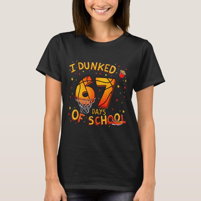 Camiseta I Dunked 67 Days Of School Basketball Boys Kids  (Frente)