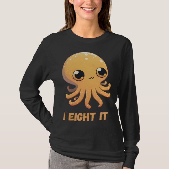 Camiseta I Eight It Octopus Squid Coral Tentacles Calamar   (Frente)