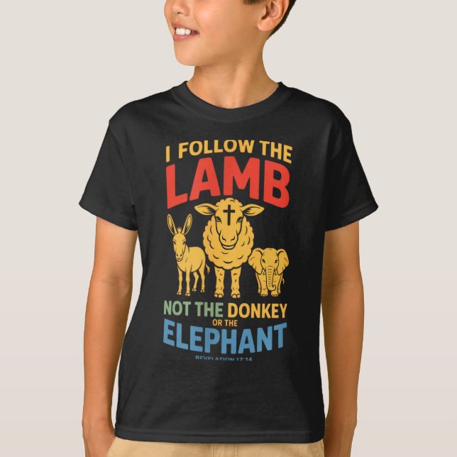 Camiseta I Follow The Lamb Not The Or The Elephant Christia (Frente)