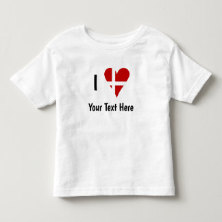 Camiseta I (Funky Heart Shaped Danish Flag) Your Text