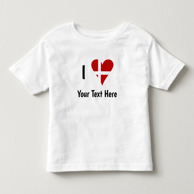 Camiseta I (Funky Heart Shaped Danish Flag) Your Text (Frente)