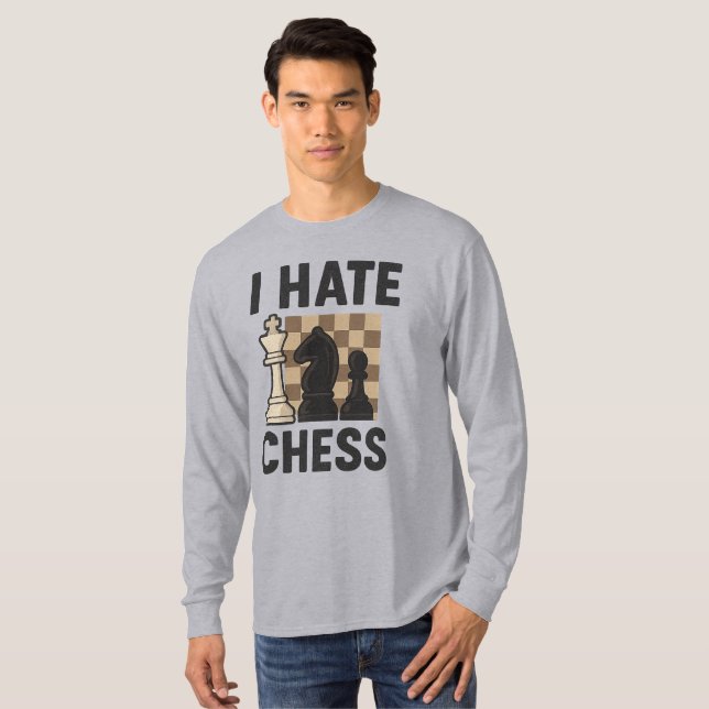 Camiseta I Hate Chess manga longa - estampa vívida (Frente Completa)