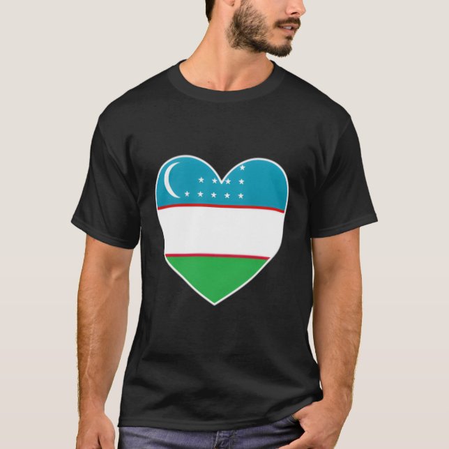 Camiseta I He Uzbequistão Diversão Usbequistão Bandeira He (Frente)