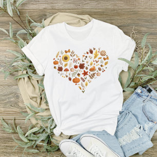 Camiseta I Heart Autumn Leaves e Pumpkins Ação de Graças
