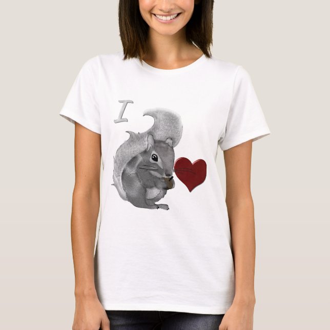Camiseta I Heart Baby Squirrels Felpudo Animal (Frente)