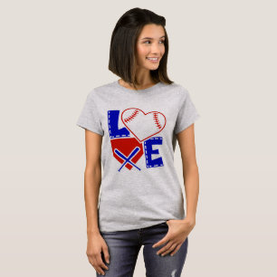 Camiseta I Heart Baseball - I Love Base Ball Bat