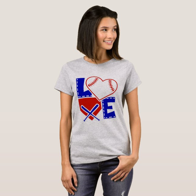 Camiseta I Heart Baseball - I Love Base Ball Bat (Frente Completa)
