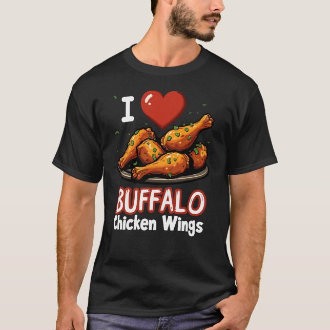 Camiseta I Heart Buffalo Chicken Wings (Frente)