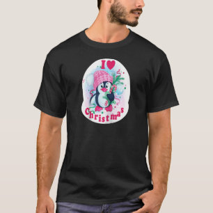 Camiseta I Heart Christmas Pinguin Love Candy Cane Pajama T