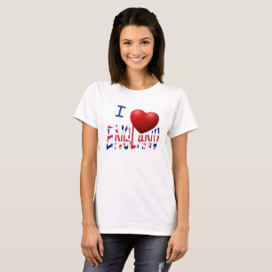 Camiseta I Heart England sobrepôs-se no comando Union Jack