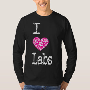 Camiseta I Heart Labs Ama Raças de Cachorro Labrador Feitas